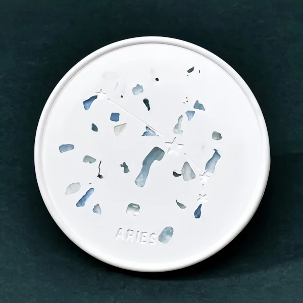 The Aries Zodiac Crystal Plaster Plate enhances Aries' courage, passion, and drive. Aquamarine, Aries' representative crystal, stabilizes emotions, enhances decision-making, and boosts self-awareness. It helps Aries stay calm and decisive, inspires bold actions, and boosts confidence to overcome obstacles. Made from natural gypsum, the plaster plate cleanses and charges crystals, promoting Aries' growth and goal achievement. Ideal for the office, exercise area, or any space needing positive energy to stimulate motivation and courage.