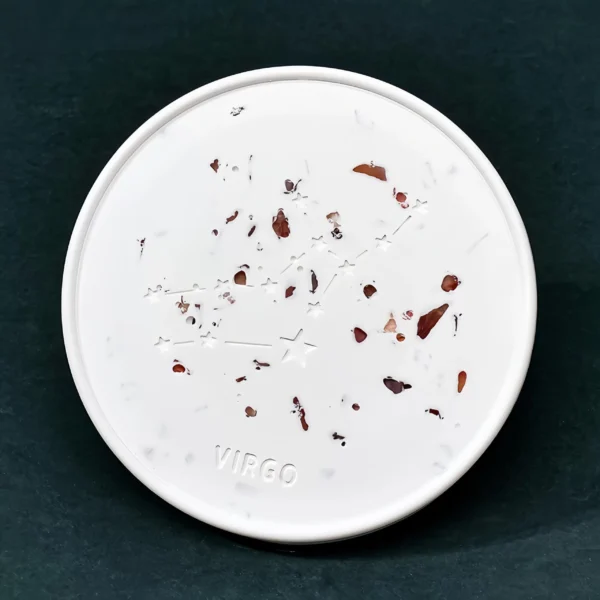 The Virgo Zodiac Crystal Plaster Plate enhances Virgo's focus, health, and stability. Red Agate, Virgo's representative crystal, boosts confidence, decision-making, and emotional stability while reducing anxiety. Its grounding energy restores vitality, maintains focus, and fosters creativity. Red Agate also enhances physical health and strengthens the immune system. Made from natural gypsum, the plate cleanses and charges crystals, clearing negative energy and enhancing positive vibrations. Ideal for Virgo's workspace, study desk, or meditation area, it improves focus and boosts health and vitality.