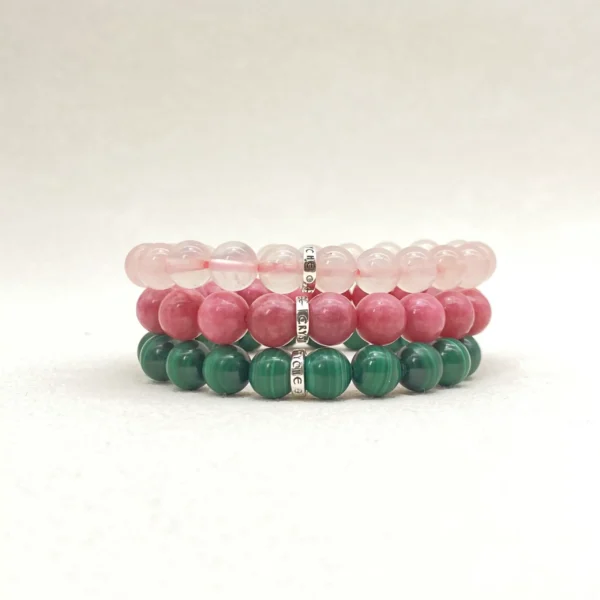 The Heart Chakra Bracelet Set features Rose Quartz, Rhodonite, and Malachite—each chosen to inspire forgiveness, empathy, and healing. Perfect for those seeking to nurture relationships and cultivate self-love, this set restores harmony within the heart chakra’s energy, helping you live with kindness and connection.