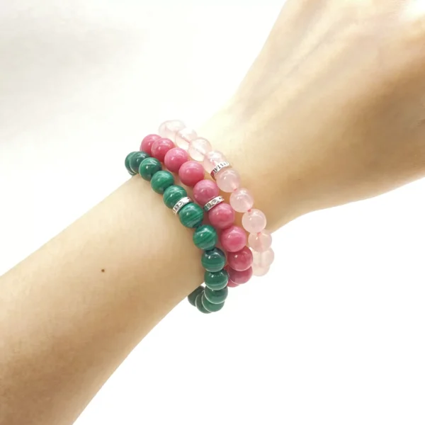 The Heart Chakra Bracelet Set features Rose Quartz, Rhodonite, and Malachite—each chosen to inspire forgiveness, empathy, and healing. Perfect for those seeking to nurture relationships and cultivate self-love, this set restores harmony within the heart chakra’s energy, helping you live with kindness and connection.