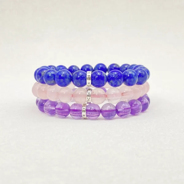 Libra is charming, balanced, and diplomatic, yet sometimes struggles with indecision. This Libra Zodiac Jewelry set features Lapis Lazuli, Rose Quartz, and Amethyst, with Uruguayan Amethysts in the highest shade of purple. The set brings clarity, emotional healing, and calm energy, perfect for daily wear or meditation.
