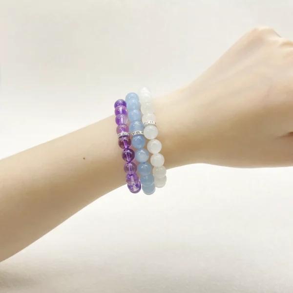 Pisces is intuitive, compassionate, and creative, yet sometimes overwhelmed by emotions. This Pisces Zodiac Jewelry set features White Moonstone, Aquamarine, and Uruguayan Amethyst, chosen to bring calm, clarity, and emotional balance. Perfect for daily wear or meditation, the bracelets support inner harmony and spiritual insight.