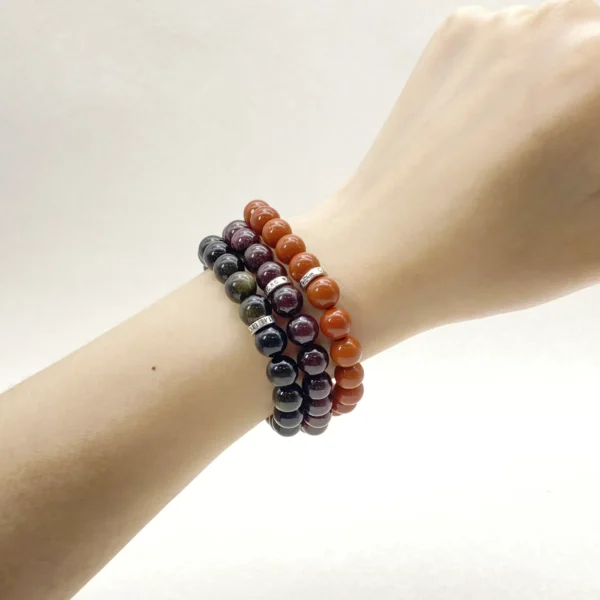 The Root Chakra Crystals Bracelet Set features Red Jasper, Garnet, and Gold Obsidian, each chosen for grounding, courage, and protection. Ideal for those seeking inner strength and resilience, this set restores balance in the root chakra’s energy and helps you stay secure, focused, and confident in daily life.