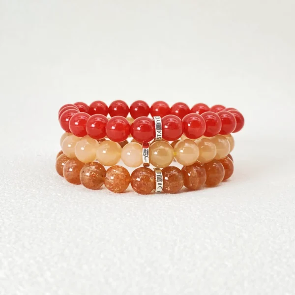 The Sacral Chakra Crystals Bracelet Set, crafted with Carnelian, Orange Moonstone, and Sunstone, supports emotional harmony, vitality, and self-expression. Ideal for anyone seeking confidence and inspiration, this set restores balance in the chakra’s energy flow and brings joy to both personal life and work.