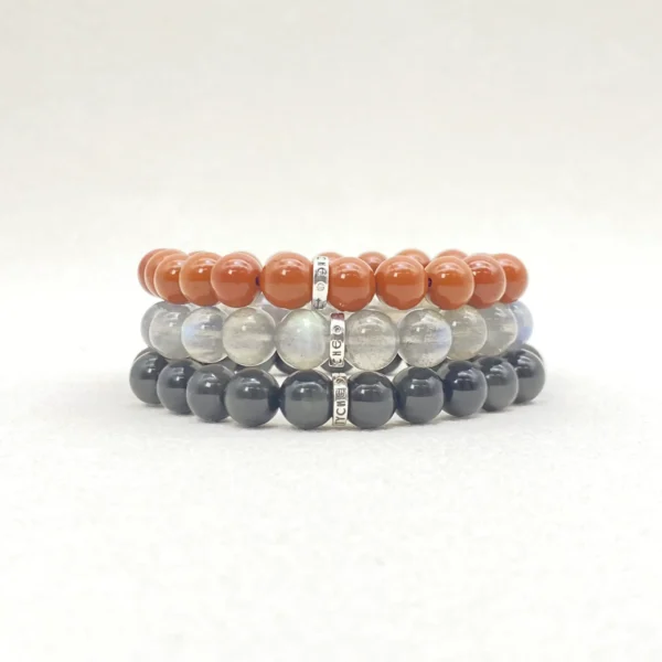 Scorpio is passionate, intuitive, and deeply resilient, yet sometimes struggles with intense emotions. This Scorpio Zodiac Jewelry set features Red Jasper, Labradorite, and Silver Sheen Obsidian, chosen to provide grounding, clarity, and emotional protection. Perfect for daily wear or meditation, the bracelets support focus and inner balance.