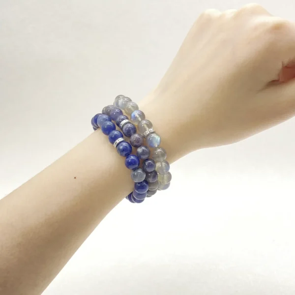 The Third Eye Chakra Bracelet Set includes Labradorite, Cordierite, and Sodalite—each chosen to enhance spiritual insight, clarity, and awareness. Perfect for meditation, decision-making, and creativity, this set restores balance to the third eye chakra’s energy, helping you connect with your inner guidance and embrace higher wisdom.